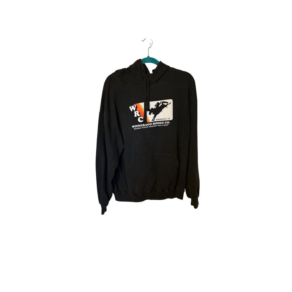 Dale Brisby Winnebago Rodeo Co WRC Black Graphic Hoodie Mens XL Winnebago TX